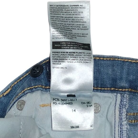 Levis Girls Jeans Sz 14 Adjustable Waist Skinny Distressed Destructed - Picture 3 of 10